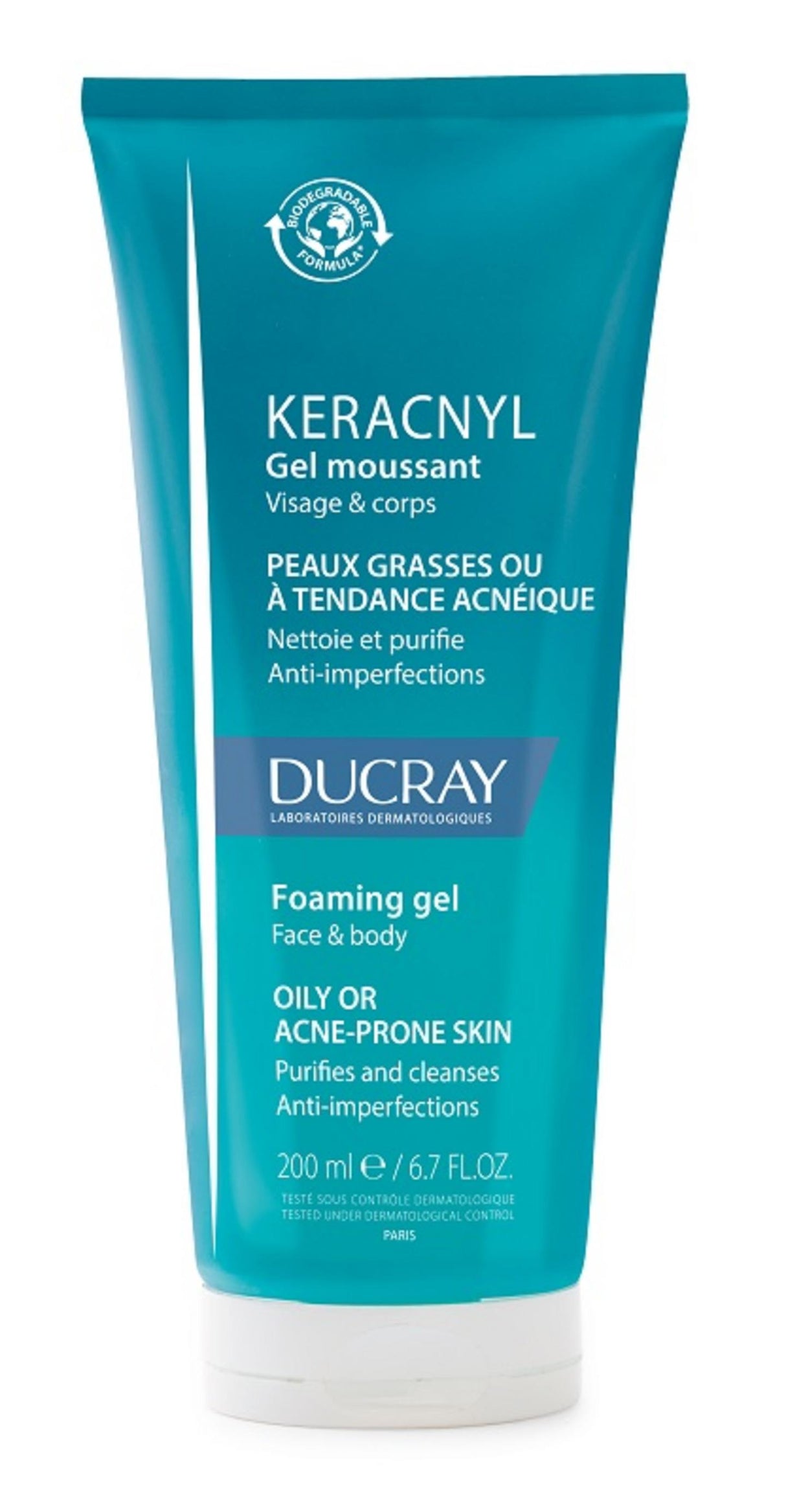 Ducray, Keracnyl, Biodegradable, Fragrance, Cleansing, Shower Gel, Face, Oily, 200 ml - Feel You