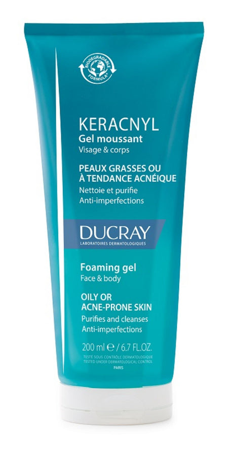 Ducray, Keracnyl, Biodegradable, Fragrance, Cleansing, Shower Gel, Face, Oily, 200 ml - Feel You