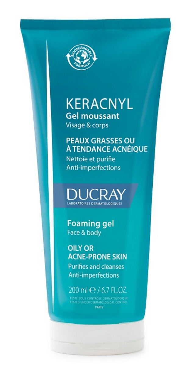 Ducray, Keracnyl, Biodegradable, Fragrance, Cleansing, Shower Gel, Face, Oily, 200 ml - Feel You