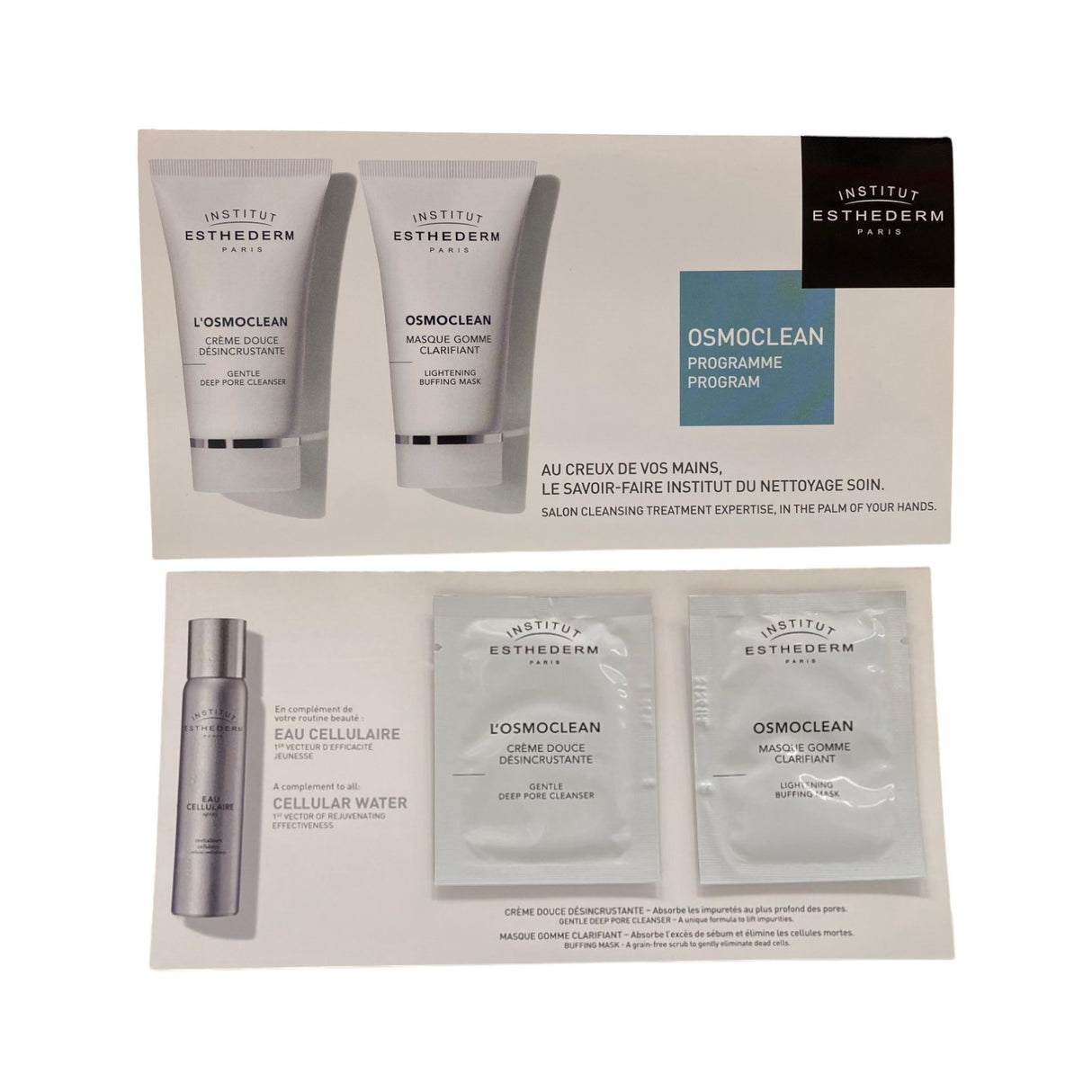 Duo Set Institut Esthederm: Osmoclean, Refining, Scrub Mask, For Face & Neck, 5 ml *Sample + Osmoclean, Deep Cleans And Purifies, Day & Night, Cream, For Face & Neck, 5 ml *Sample - Feel You