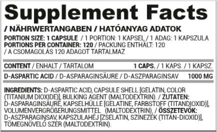 DAA Dark | D-Aspartic Acid 1000 mg 120 капсули - Feel You