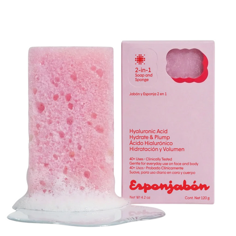 Esponjabon, Hyaluronic Acid, Cleansing & Hydrating, Massage Soap Bar, Face & Body, 120 g - Feel You