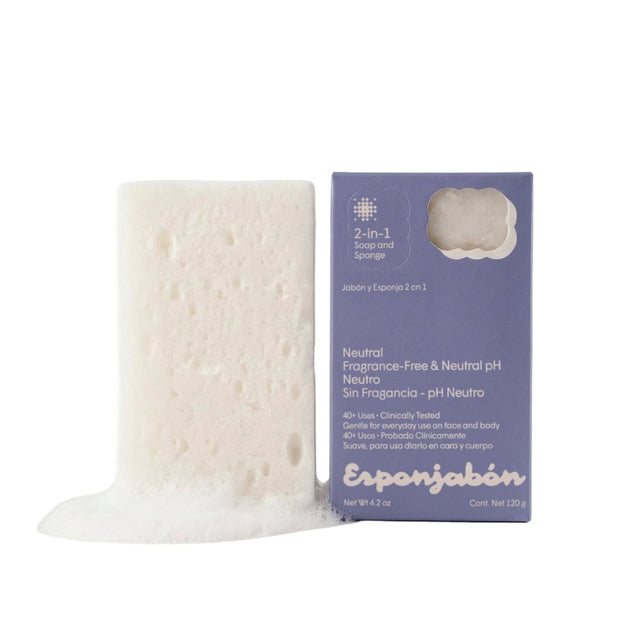 Esponjabon, Neutral, Fragrance-Free, Cleansing & Exfoliating, Massage Soap Bar, Face & Body, 120 g - Feel You