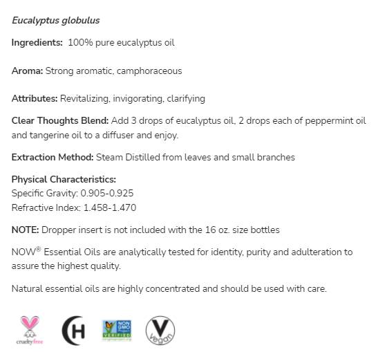 Eucalyptus Oil | 100% Pure Eucalyptus Globulus - 118 мл - Feel You