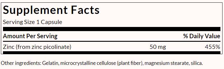 Extra Strength Zinc Picolinate 50 mg - 60 капсули - Feel You