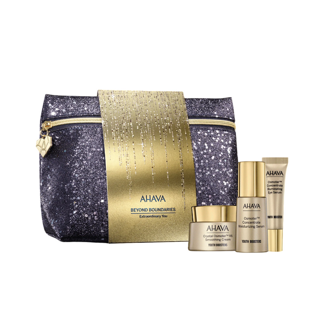 Extraordinary You Set Ahava: Crystal Osmoter X6, Smoothing, Cream, For Face, 50 ml + Osmoter Concetrate, Illuminating, Eye Serum, 15 ml + Osmoter Concetrate, Moisturising, Serum, For Face, 30 ml + Ahava, GWP Textile Pouch - Feel You