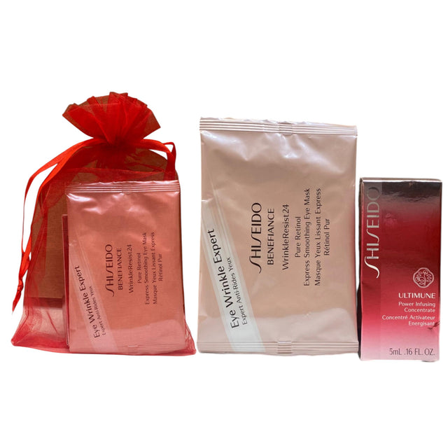 Eye2Eye Set Shiseido: Ultimune Power Infusing, Energising, Serum, For Face, 5 ml + Benefiance WrinkleResist24, Retinol, Smoothing, Under-Eye Mask Patch, 2 x 12 pcs - Feel You