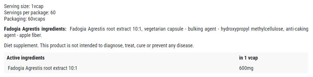 Fadogia Agrestis 600 mg - 60 капсули - Feel You