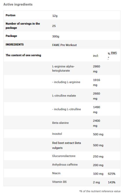 Fame Pre Workout - 0.300 kg - Feel You
