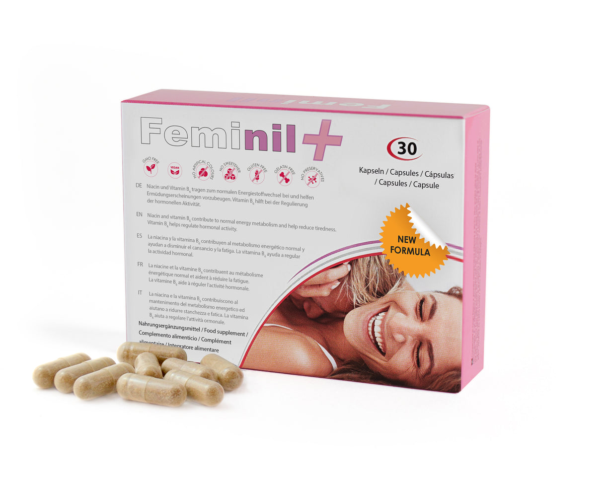 Feminil, Feminil+, Maca, L-Arginine, Saffron, Rhodiola, Ginkgo Biloba & Zinc, Increase Female Libido, Capsules, 30 capsules - Feel You