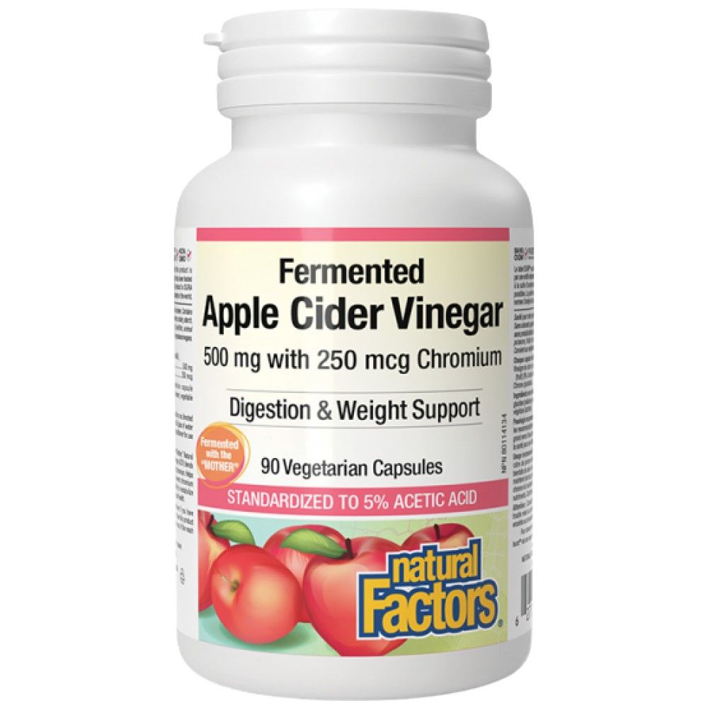 Fermented Apple Cider Vinegar 500 mg | Plus Chromium 250 mcg - 90 капсули - Feel You