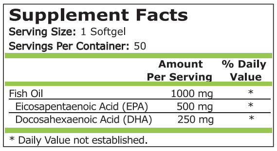 FISH OIL 1000 mg - 500 EPA / 250 DHA - 50 Softgels