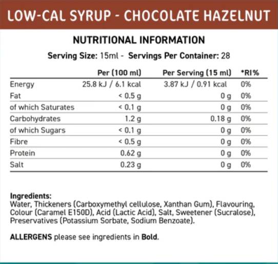Fit Cuisine Low-Cal Syrup | Chocolate Hazelnut - 425 мл - Feel You