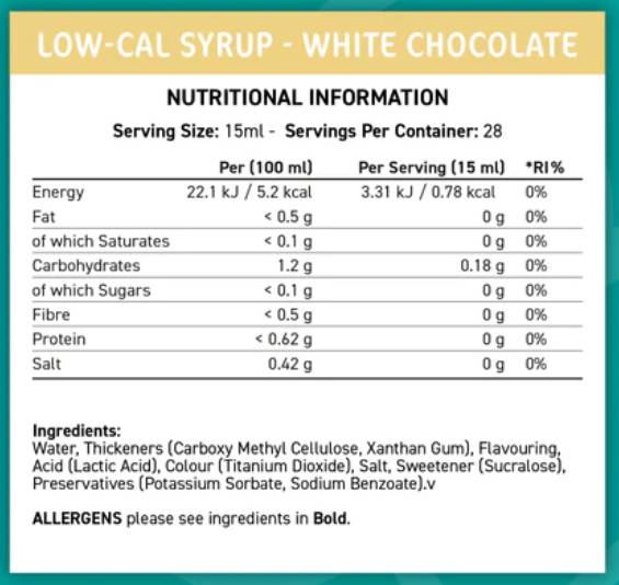 Fit Cuisine Low-Cal Syrup | White Chocolate - 425 мл - Feel You