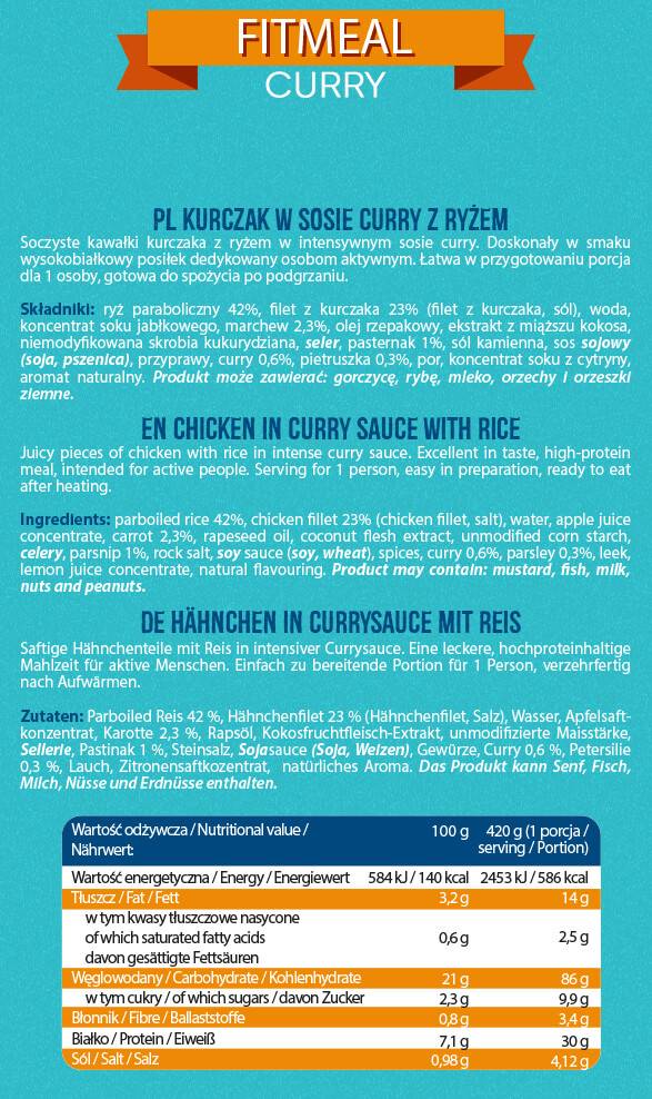 FitMeal Curry | Ready-to-eat High-Protein Meal - 420 грама - Feel You