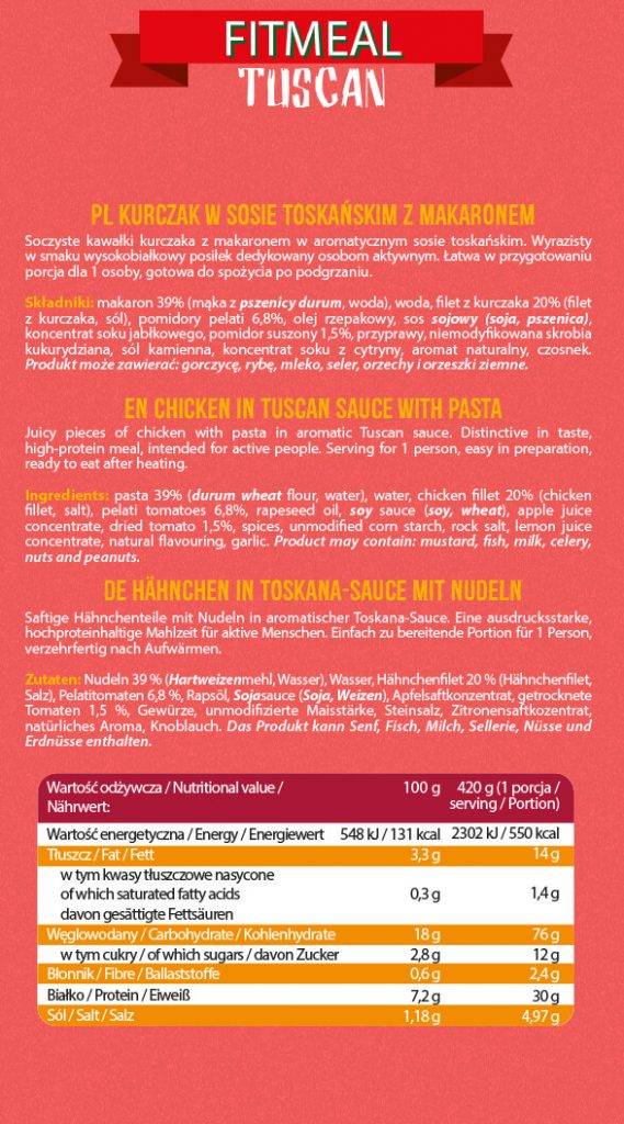 FitMeal Tuscan | Ready-to-eat High-Protein Meal - 420 грама - Feel You