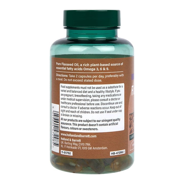 Ленено масло студено пресовано (Flaxseed Oil) 1000мг 60 капсули, H&B - Feel You