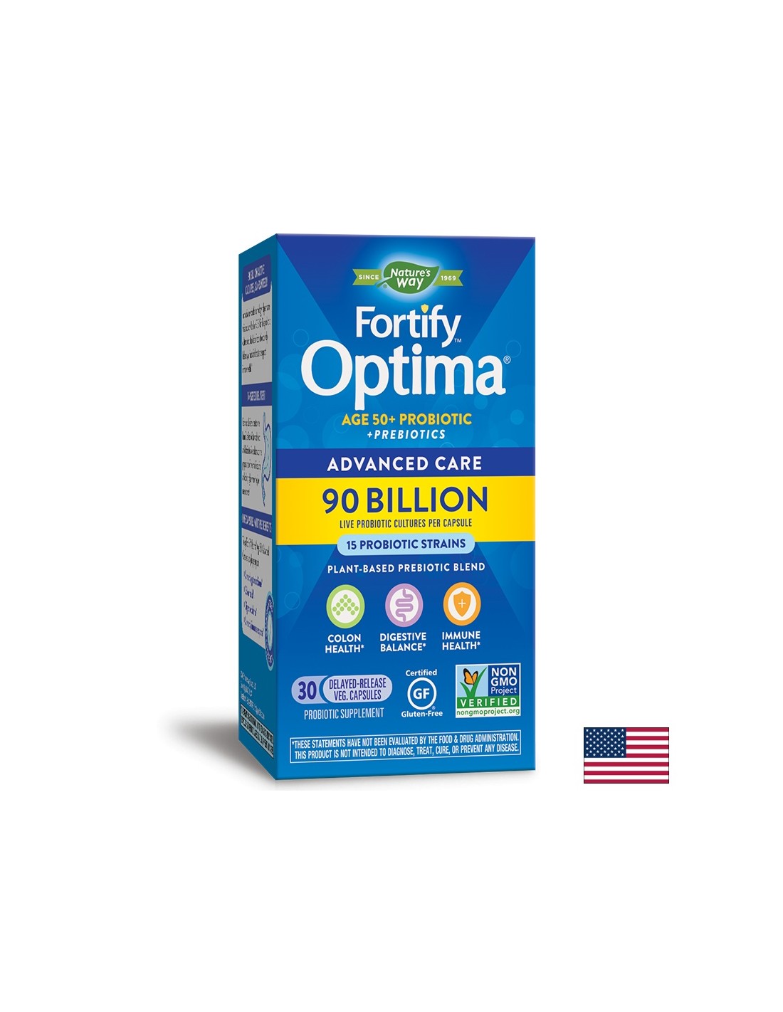 Fortify Optima® Advanced Care Age 50+ Фортифай Оптима пробиотик + пребиотици, 90 милиарда активни пробиотици, 30 капсули Nature’s Way - Feel You