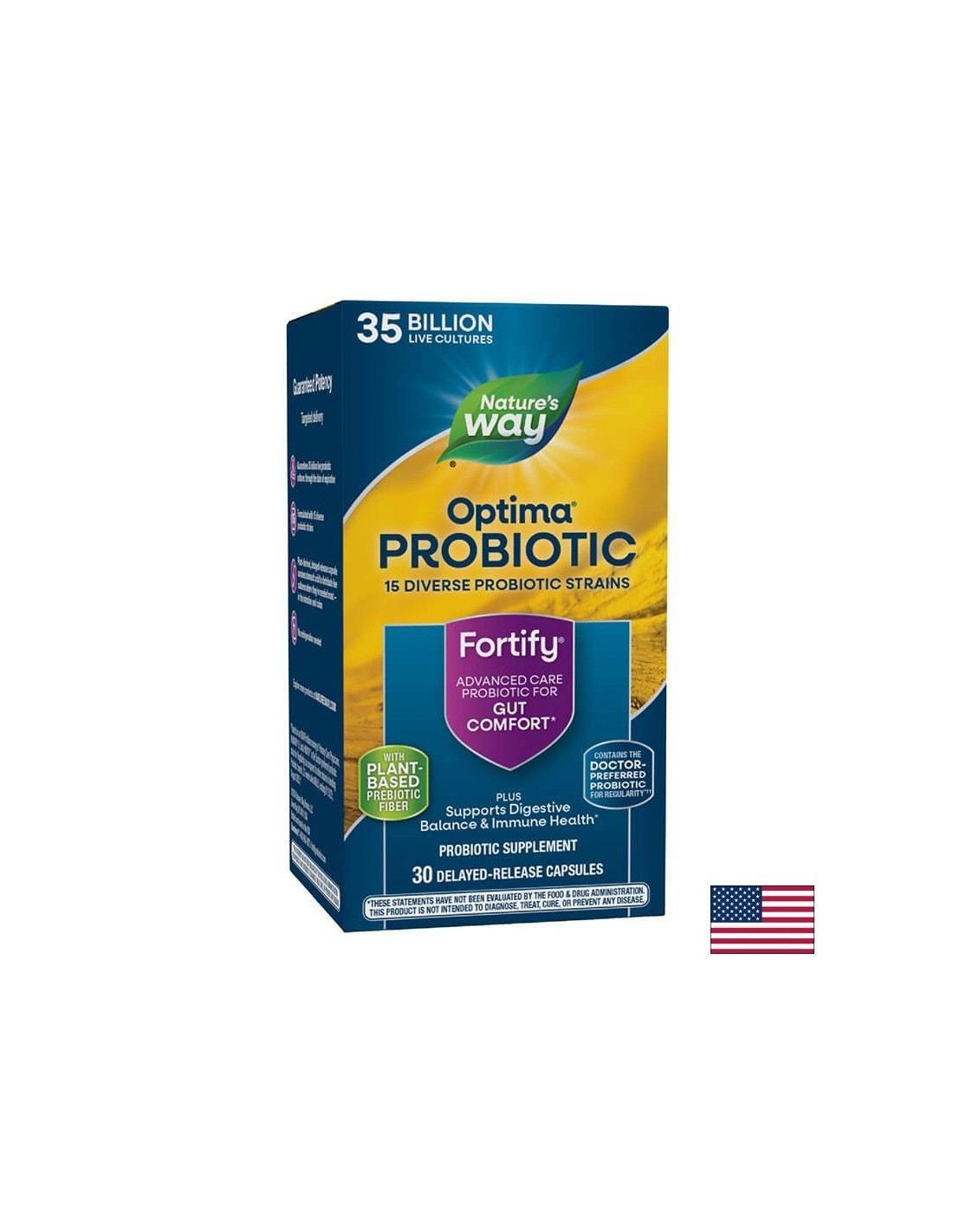 Fortify™ Optima®  Daily Probiotic + Prebiotic - Фортифай Оптима пробиотик, 35 милиарда активни пробиотици, 30 капсули Nature’s Way - Feel You