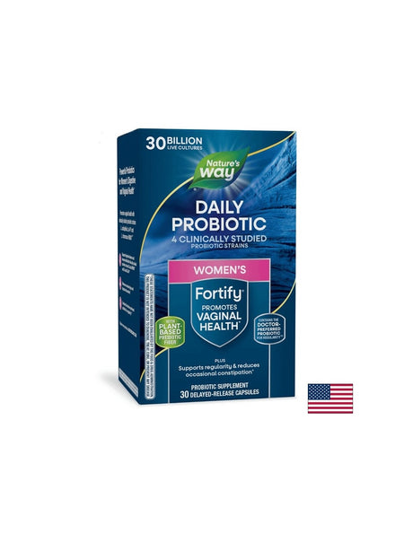 Fortify™ Womens Probiotic+ Prebiotics / Пробиотик за жени, 30 милиарда активни пробиотици, 30 капсули със забавено освобождаване Nature’s Way - Feel You