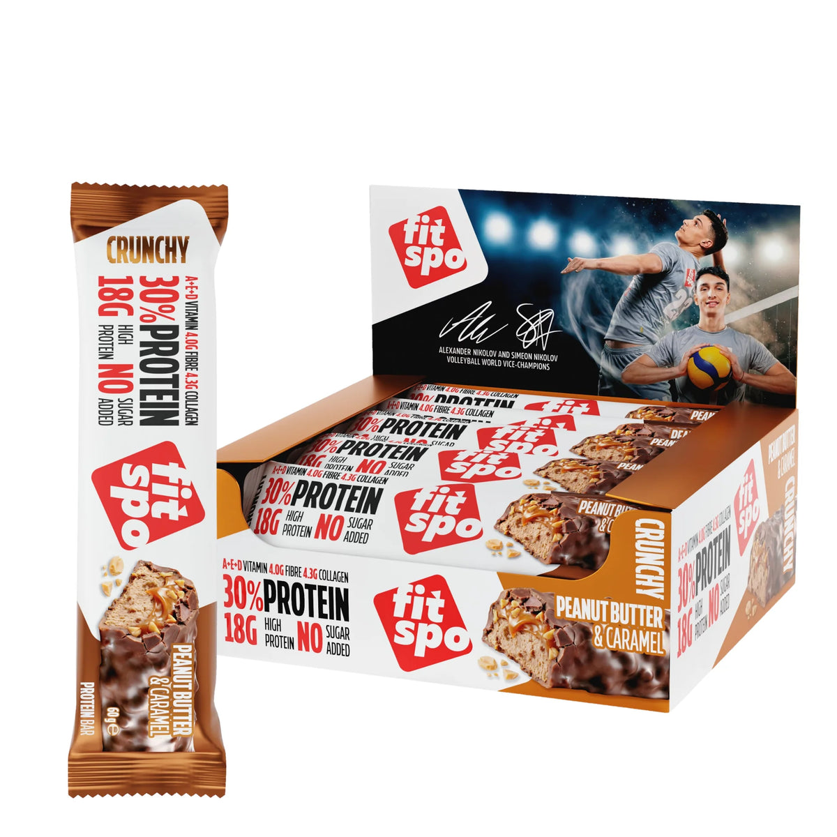 Crunchy Protein Bar Фъстъчено масло и Карамел 33% Протеин /12 x 60 г/