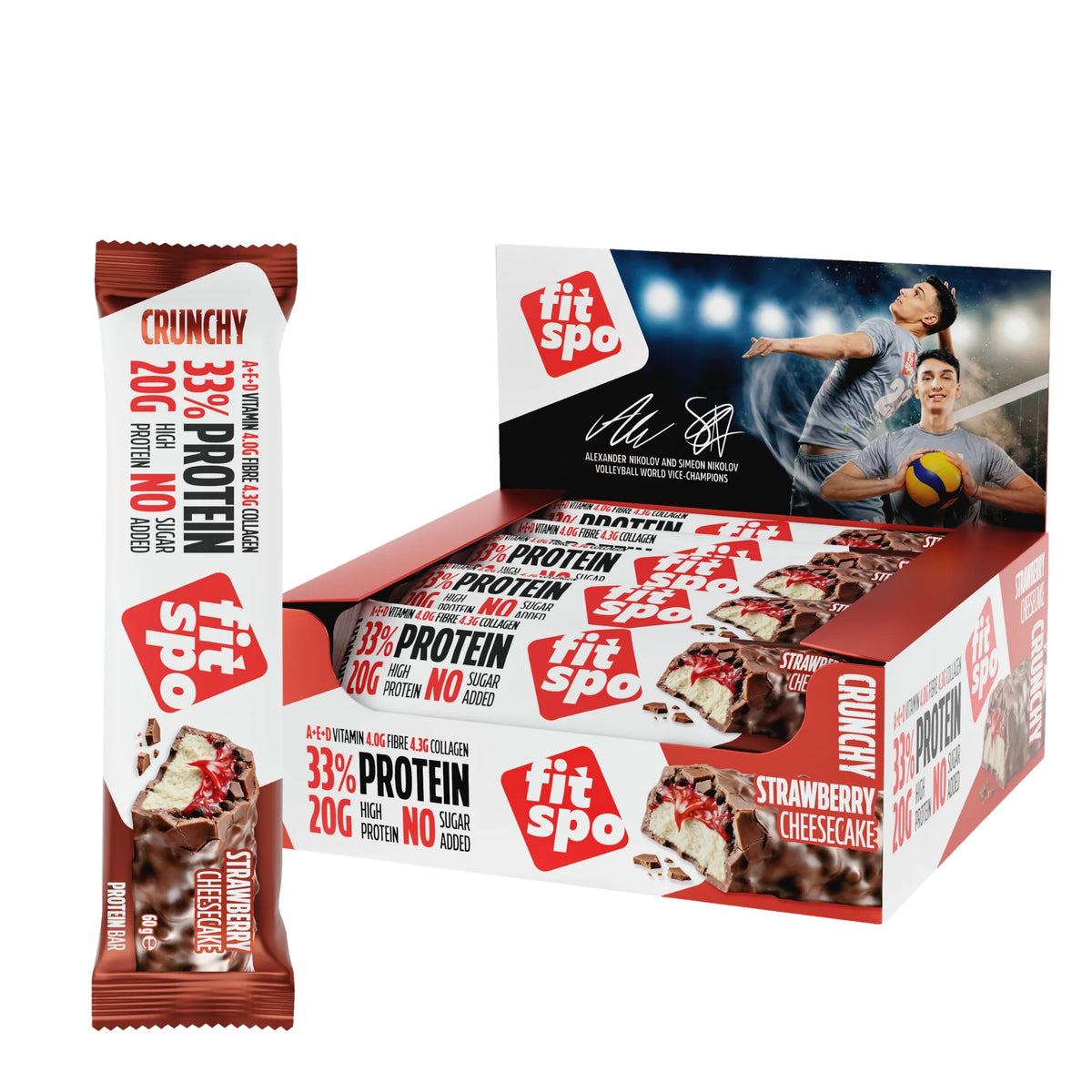 Crunchy Protein Bar Ягодов Чийзкейк 33% Протеин - 60 г