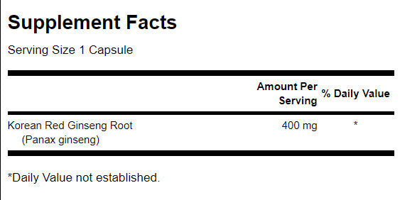 Full Spectrum Korean Red Ginseng Root 400 mg - 90 капсули - Feel You