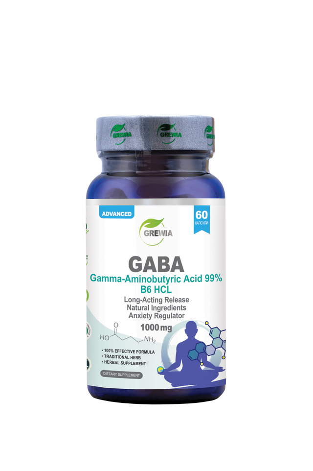 GABA Gamma-Aminobutyric Acid 99 Percent B6 HCl Long-Acting Release – 1000 mg, 60 Caps. - Feel You