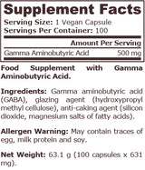 GABA 500 mg - 100 vegan capsules