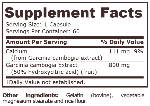 GARCINIA CAMBOGIA 800 mg - 60 Capsules