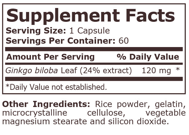 GINKGO BILOBA 120 mg - 60 Capsules