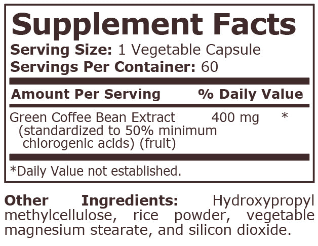 GREEN COFFEE BEAN EXTRACT 400 mg - 60 Capsules - Feel You