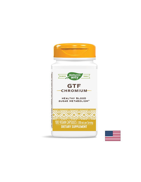 Хром (никотинат) GTF - Контрол на кръвната захар, 200 mcg, 100 капсули Nature’s Way - Feel You