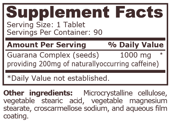 GUARANA COMPLEX 1000 mg - 90 Tablets