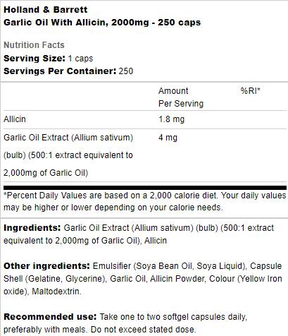 Garlic Oil With Allicin 2000 mg - 250 капсули - Feel You