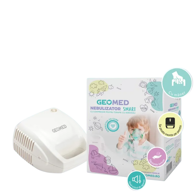 Geomed, Geomed, Nebulizers, With Compressor & Compact Design, For Adults & Children, Electric, Adult Mask, Child Mask, Mouthpiece, Air Tube & Medication Cup - Feel You
