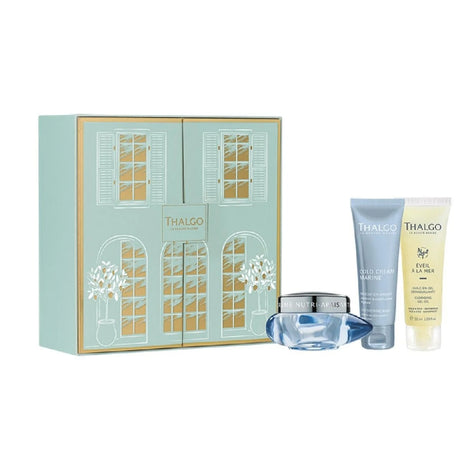 Gift Box Set Thalgo: Eveil à la Mer, Cleanser, Cleansing Gel, For Face, 50 ml + Cold Cream Marine, Soothing, Cream, For Face, 50 ml + Cold Cream Marine Sos, Soothing, Cream Mask, For Face, 50 ml - Feel You
