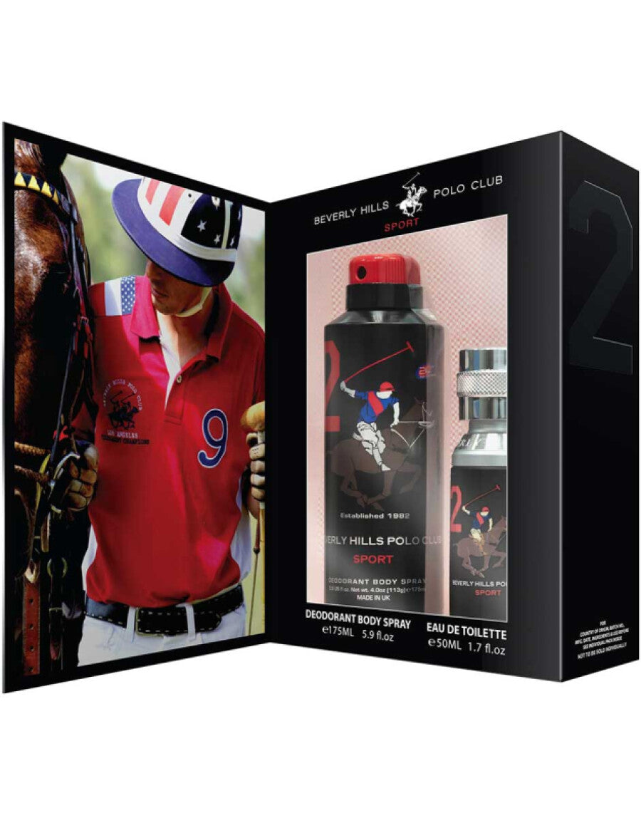 Gift Set Beverly Hills Polo Club: 1982 - Sport 2, Eau De Toilette, For Men, 50 ml + 1982 - Sport 2, Anti-Perspirant, Deodorant Spray, For Men, 175 ml - Feel You