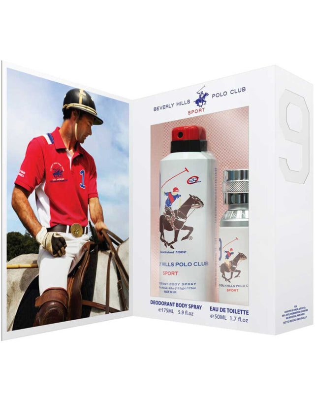 Gift Set Beverly Hills Polo Club: 1982 - Sport 8, Eau De Toilette, For Men, 50 ml + 1982 - Sport 9, Anti-Perspirant, Deodorant Spray, For Women, 150 ml - Feel You