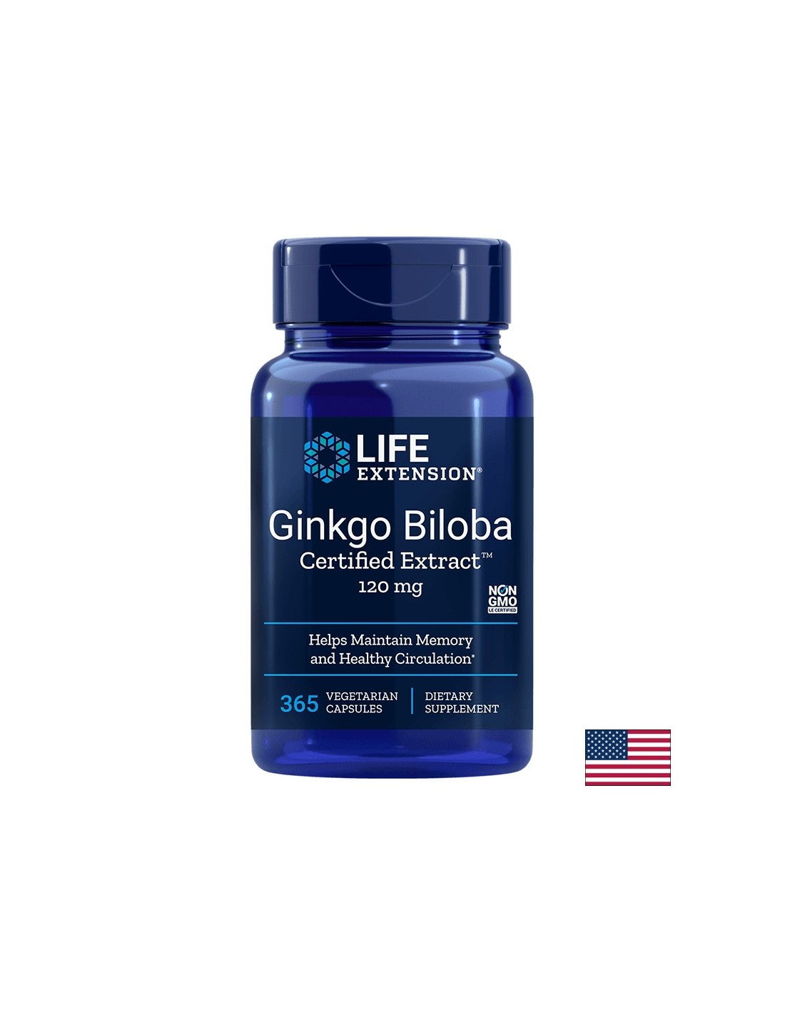 Ginkgo Biloba Certified Extract™ / Гинко билоба 120 mg х 365 капсули - Feel You