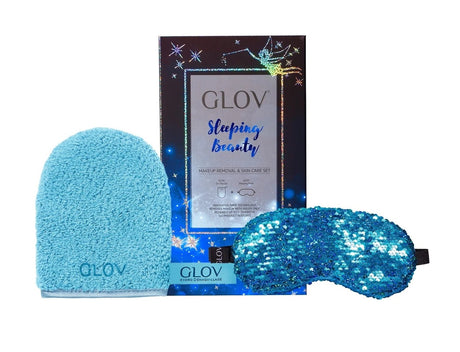 Glov Sleeping Beauty Set Glov: Sleeping Beauty, Sleep Mask, Blue + Sleeping Beauty, Textile Makeup Remover Glove, Bouncy Blue - Feel You