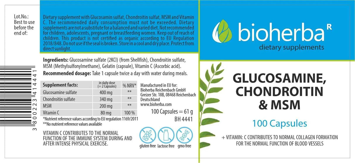 Glucosamine & Chondroitin + MSM - 100 капсули - Feel You