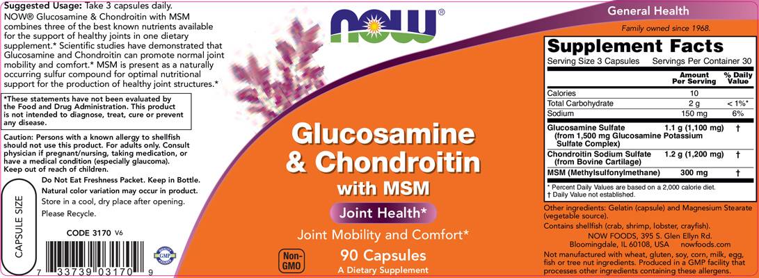 Glucosamine & Chondroitin + MSM - 90 капсули - Feel You