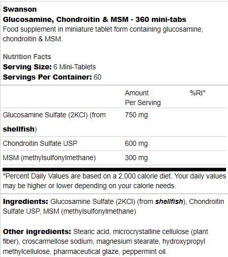 Glucosamine, Chondroitin & MSM | Mini Tablets - 360 Таблетки - Feel You