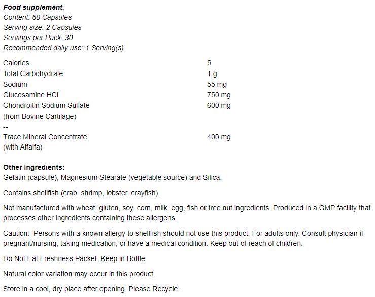 Glucosamine & Chondroitin With Trace Mineral Concentrate - 120 капсули - Feel You