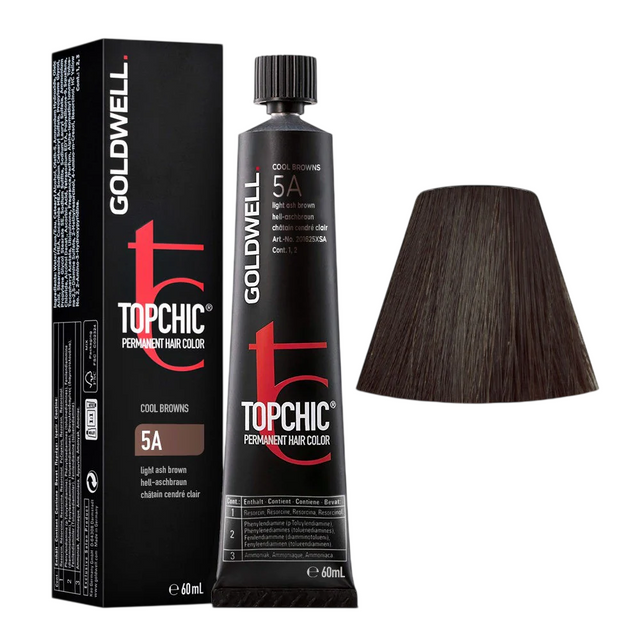 Goldwell, Topchic Naturals, Permanent Hair Dye, 5A Light Ash Brown, 60 ml - Feel You