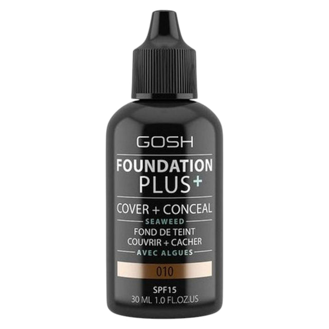 Gosh, Foundation Plus+, Cover & Conceal, Liquid Foundation, 010, Tan, SPF15, 30 ml - Feel You