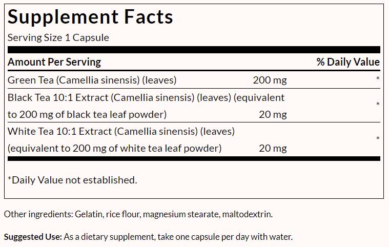 Green, White and Black Tea Complex - 60 капсули - Feel You