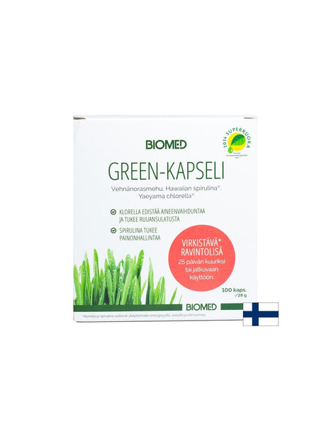 Пшенична трева, Хлорела, Спирулина - Green-kapseli, 100 капсули - Feel You