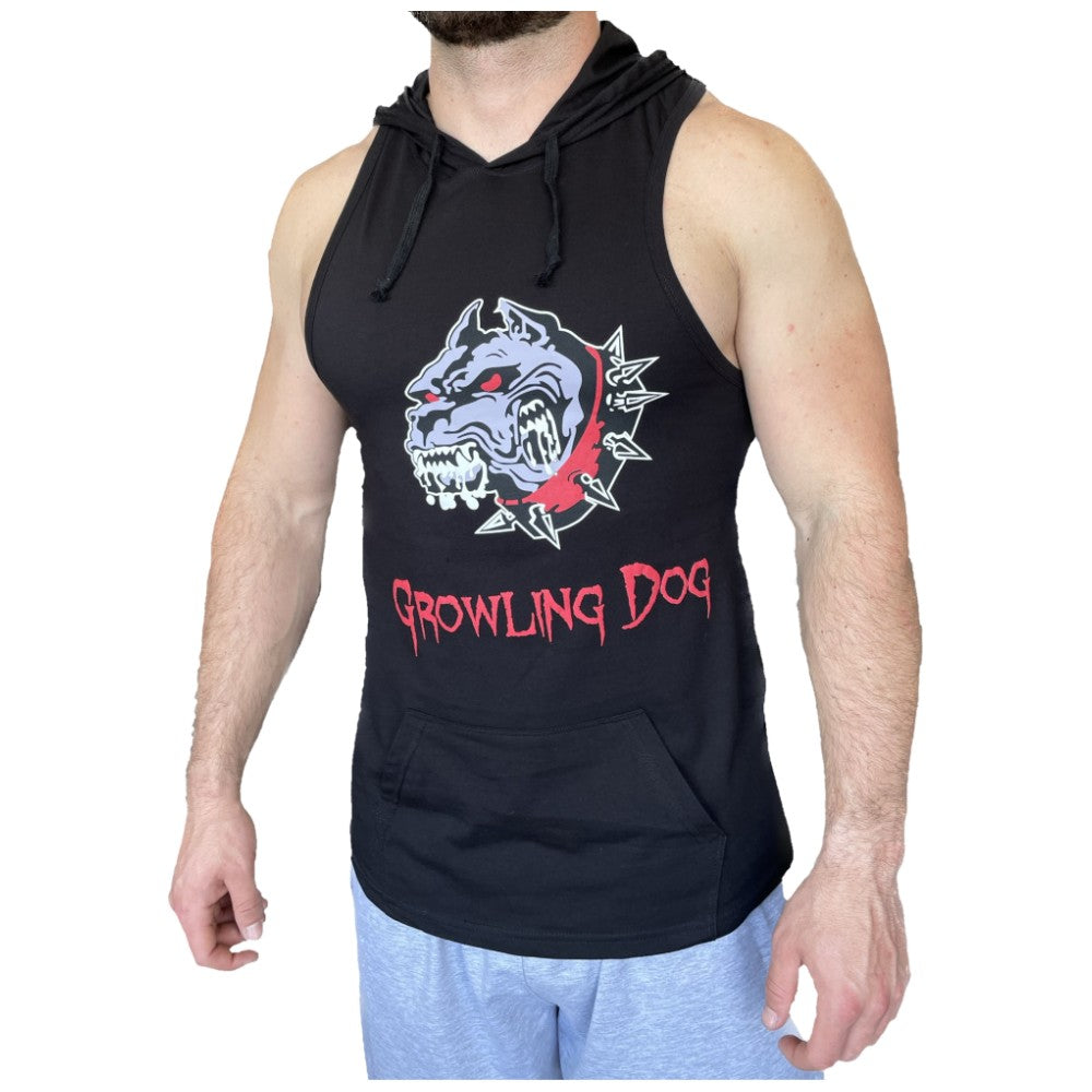 Потник Growling Dog с качулка - Черен / Tank Top Growling Dog with Hoodie - Black - Feel You